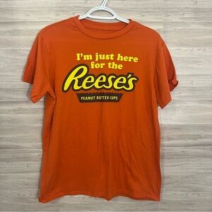 I'm Just Here for the Reeses Large Peanut Butter Cup Lg Graphic Tee Orange T Shi